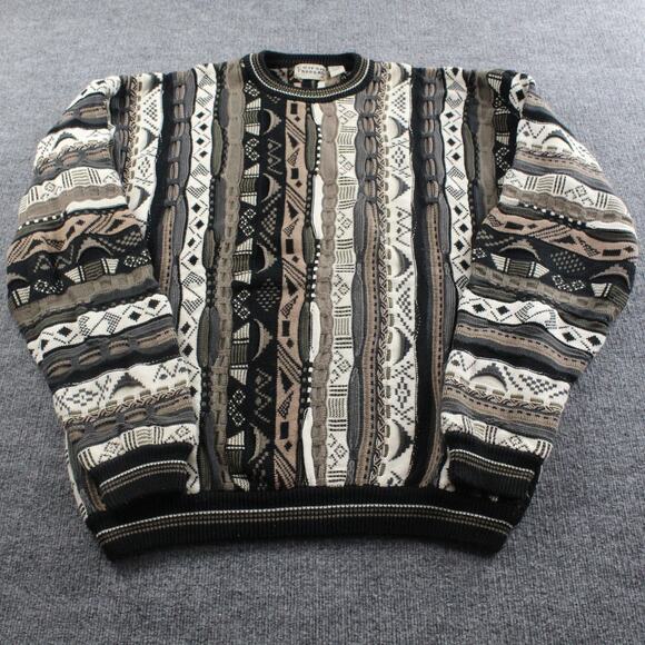 Vintage Cotton Traders Sweater Mens 2XL 3D Knit Geometric Textured Coogi Style - Picture 1 of 8
